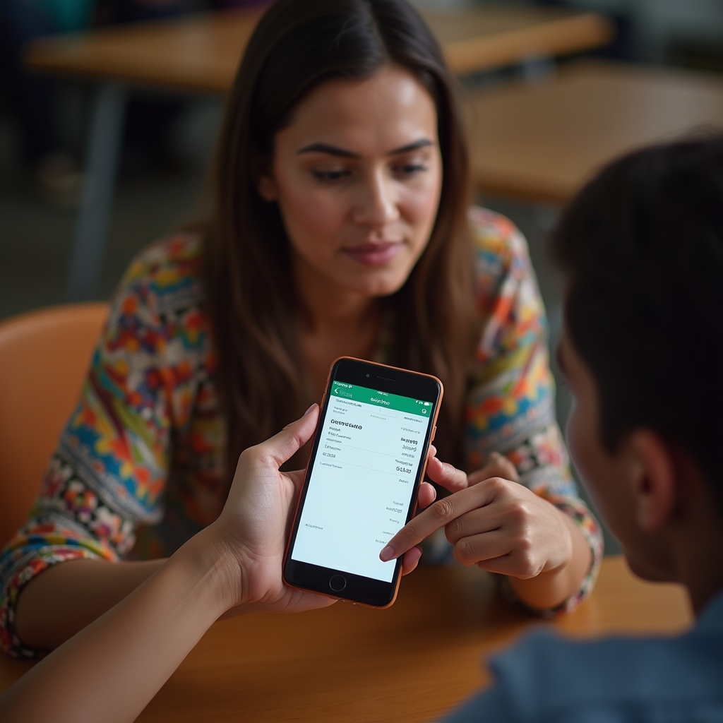 Person using a smartphone to issue an electronic receipt, demonstrating the process step by step